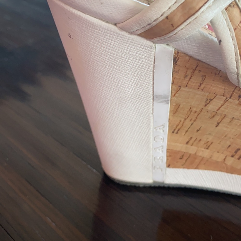 Prada wedge sanders. Size 7 White and cork. - Picture 6 of 6
